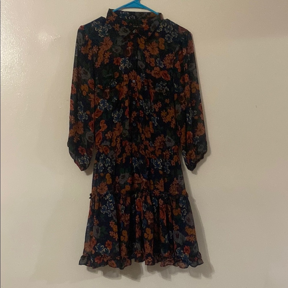City Studio Black and Orange Ruffled Tiered Sundress